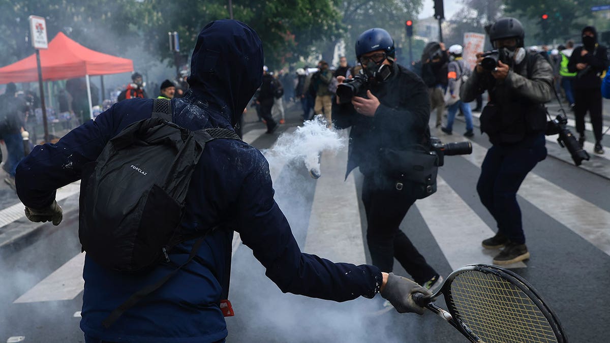 French protestors clash with Paris Police during May Day protests
