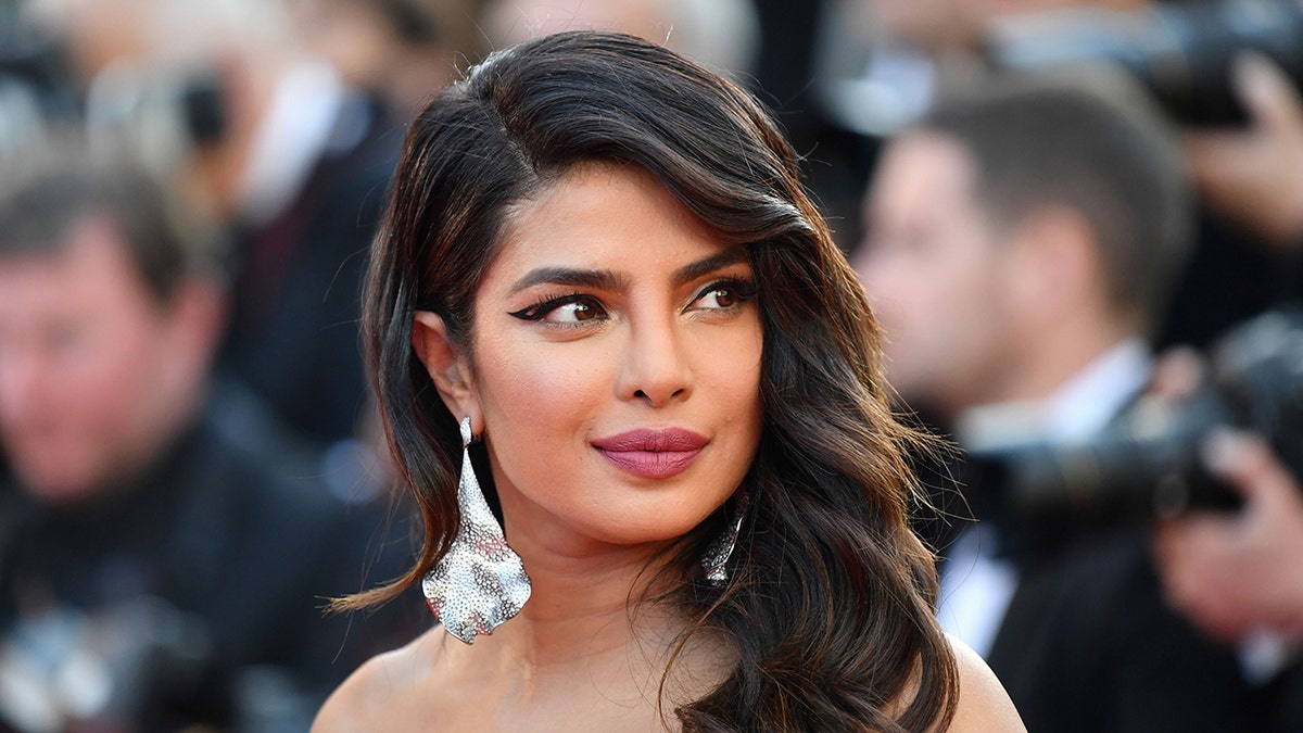 Priyanka Chopra with her hair around her face