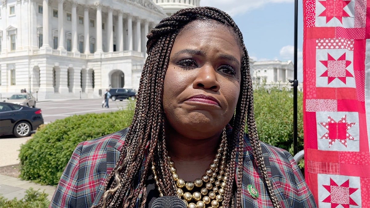 Rep. Cori Bush speaks to Fox News near the US Capitol Building