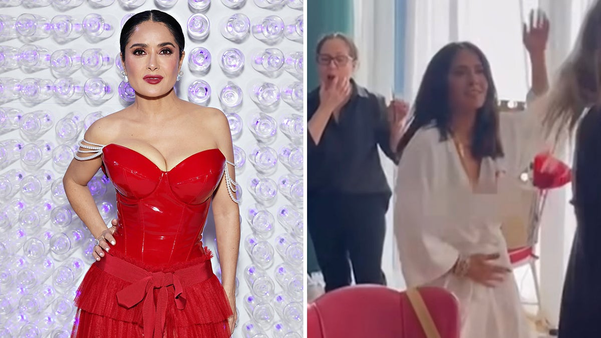 Salma Hayek flashes naked body accidentally during cheeky dance | Fox News