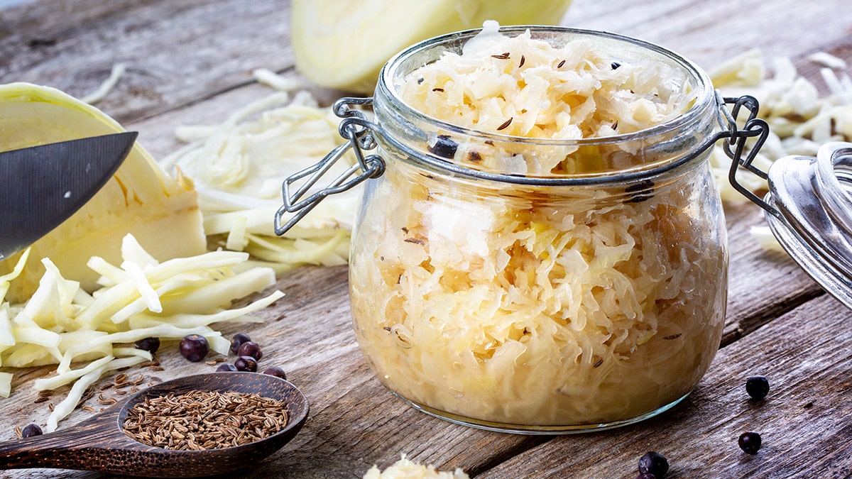 Sauerkraut in a jar