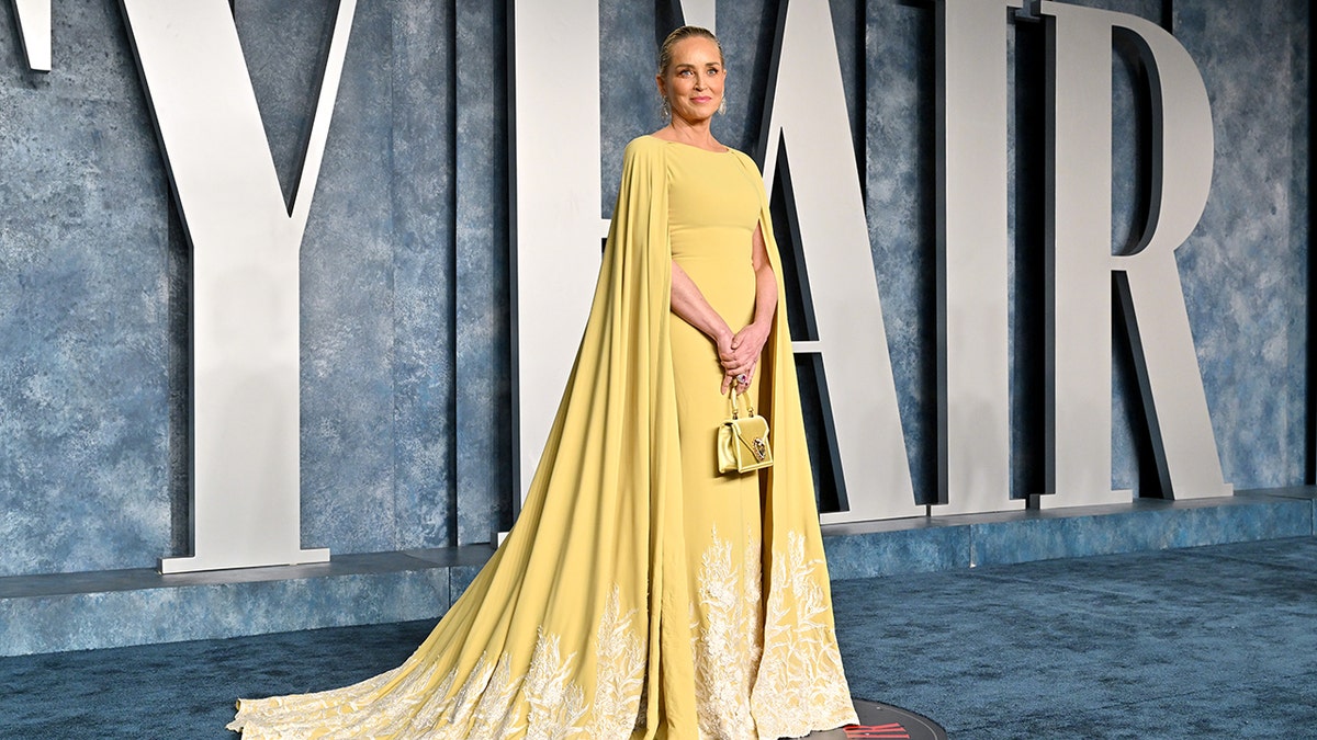Sharon Stone in a yellow gown