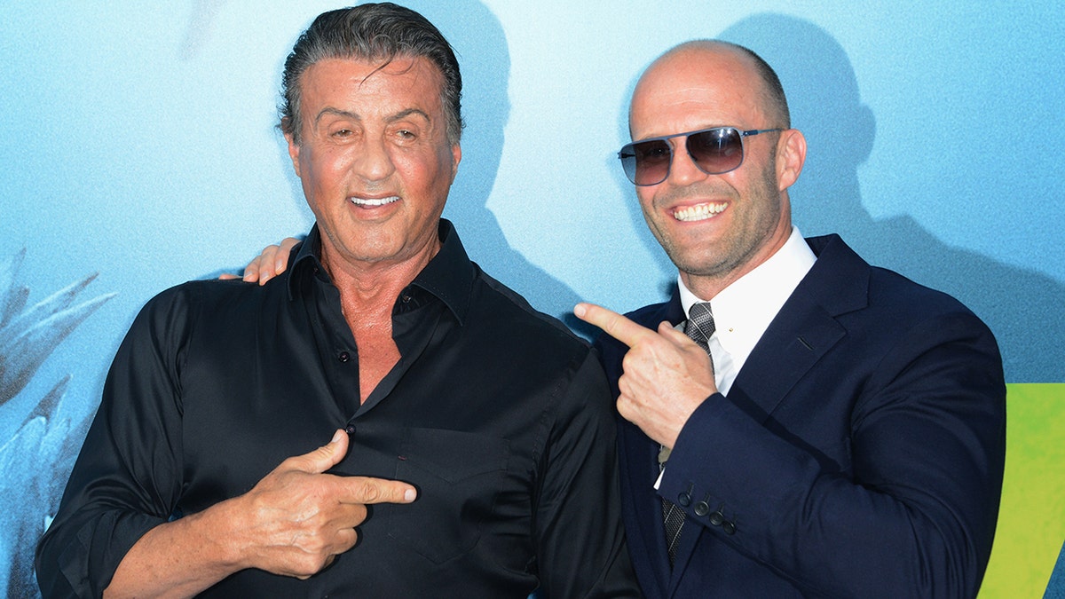 Stallone and Statham at the premiere of "The Meg"