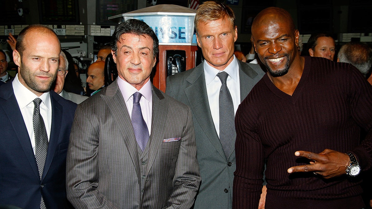 Sylvester Stallone and the cast of "The Expendables" at the opening of the stock exchange