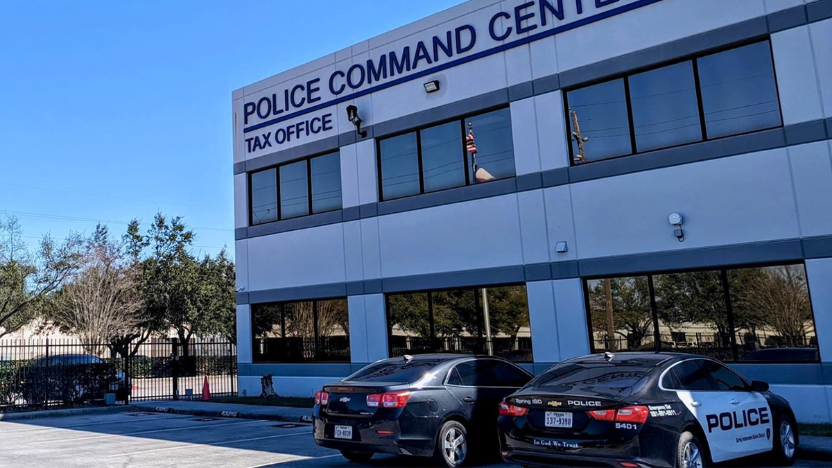 police cars parked outside police command center