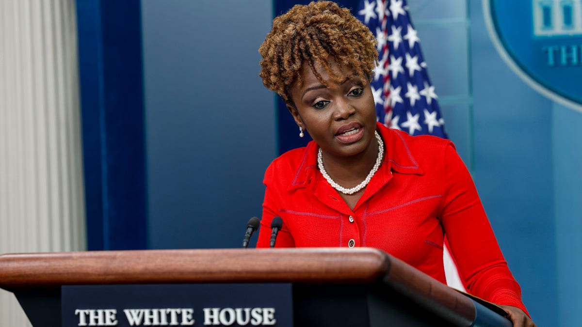 White House Press Secretary Karine Jean-Pierre speaks during the daily news briefing at the James S. Brady Press Briefing Room of the White House on May 09, 2023 in Washington, DC.