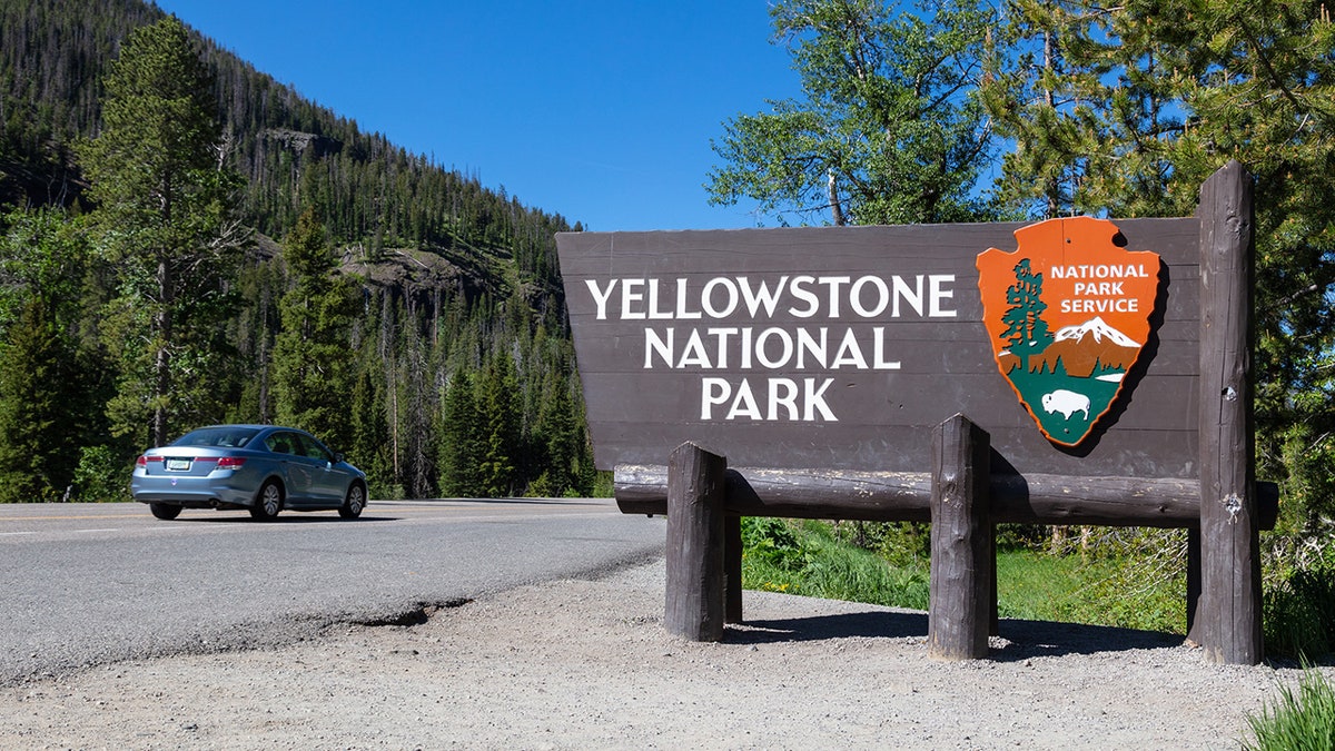 Yellowstone National Park east entrance sign