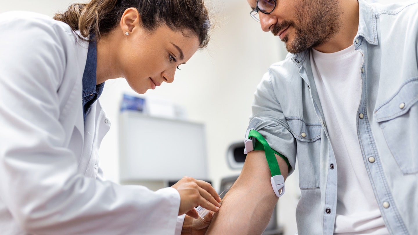 man giving blood