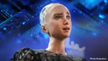 Sophia AI, human-like robot developed by Hanson Robotics Inc., at TOKEN2049 in Singapore, on Thursday, Sept. 29, 2022. The cryptocurrency event runs through Sept. 29.