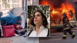 Montage of photos shows tents and luggage on a San Francisco sidewalk, a vehicle engulfed by flames, and 26-year-old activist Darren Stallcup
