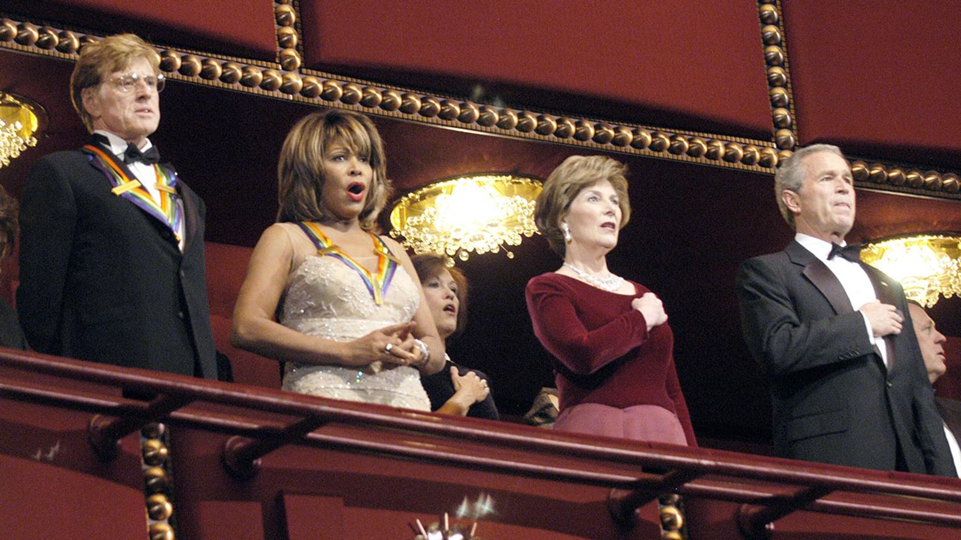 Robert Redford, Laura Bush, President George Bush, and and Tina Turner at the Kennedy Center honors
