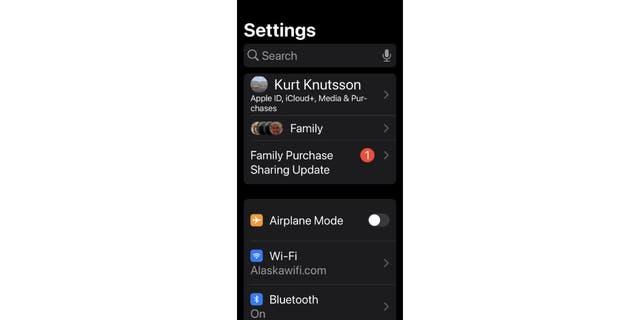 Settings screen on an iOS device.