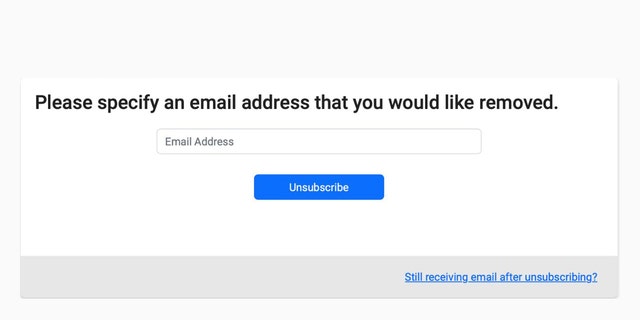 Email unsubscribe screenshot