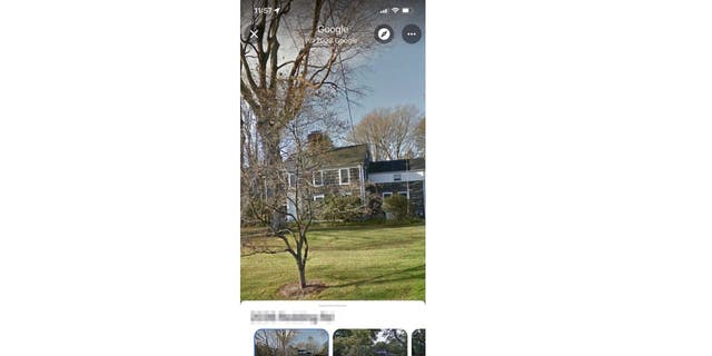 Image of house and yard with previous images of the property years ago at bottom