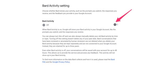 Bard activity screenshot