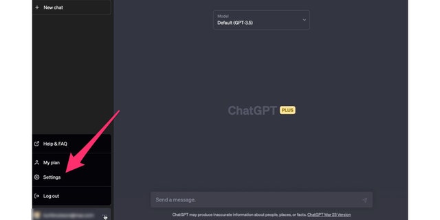 لقطة شاشة لإعدادات ChatGPT