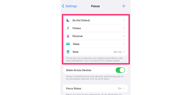 Focus mode iphone feature