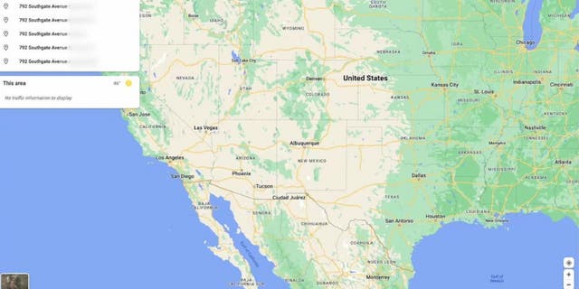Gambar peta dunia - diperbesar ke AS dan Meksiko