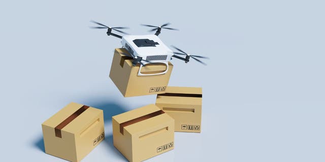 drone carries boxes