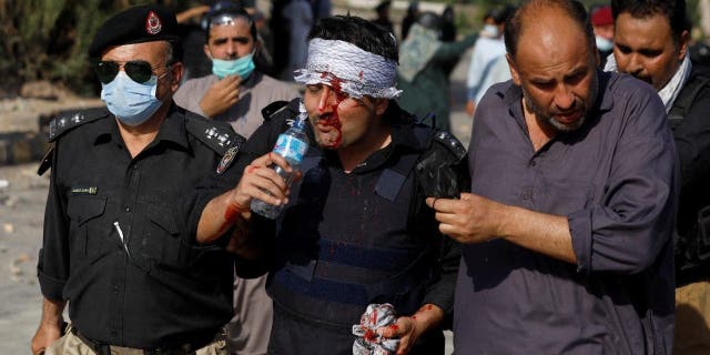 Pakistani police injured in protests