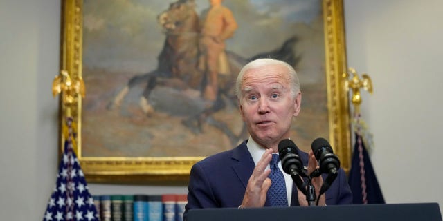 Biden speaking in Roosevelt Room