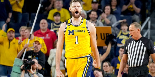 Hunter Dickinson reacts against Wisconsin
