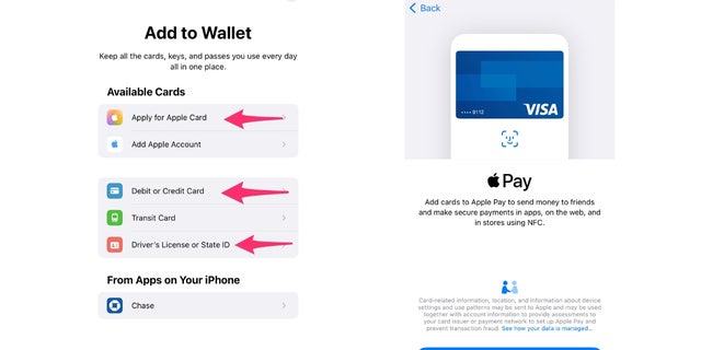 Screenshot of the Wallet app
