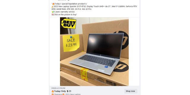 Dizüstü bilgisayar reklamı ekran görüntüsü
