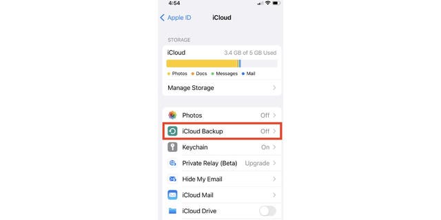 لقطة شاشة لشاشة iCloud.