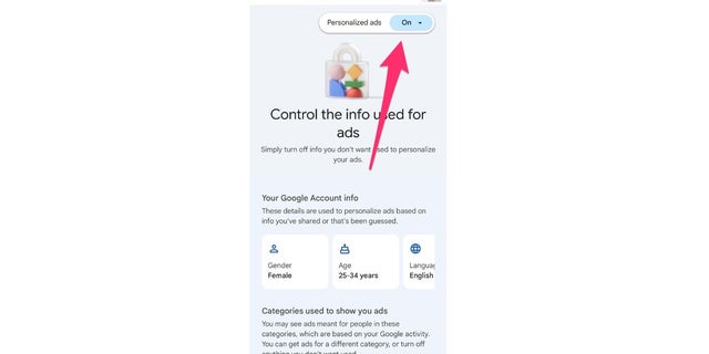 Ads can be turned on in your Google account