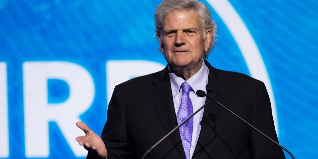 Rev. Franklin Graham speaks in Orlando, Florida on May 22, 2023