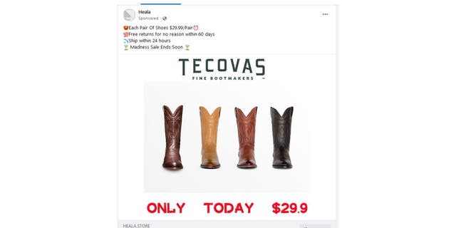 Captura de pantalla de un anuncio de zapatos