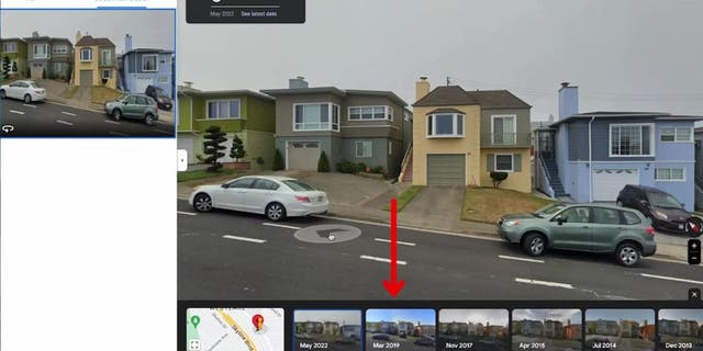 Google Street 360 view of houses and cars and previous photos of location