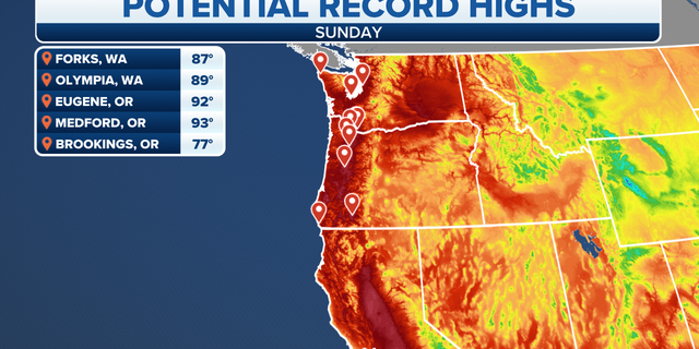 Potential record highs on the West Coast