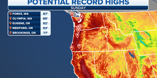 Potential record highs on the West Coast