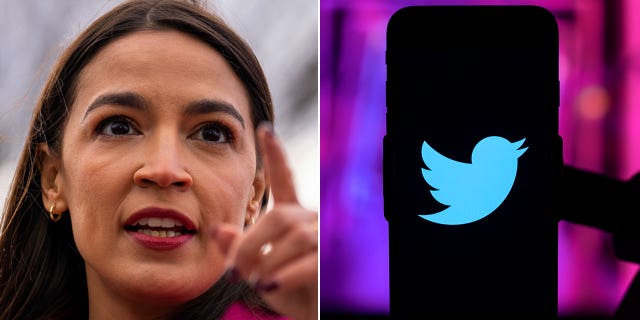AOC and Twitter logo