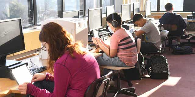 Students working