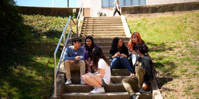 Upper Darby High School students Rayan Hansal and friends