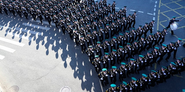 Russian soldiers marching