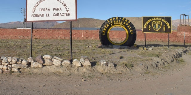 The entrance of the Challapalca maximum-security prison