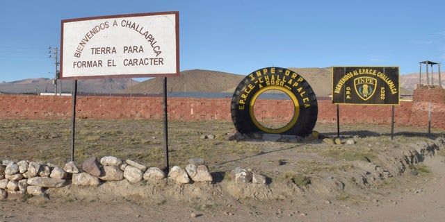 The entrance of the Challapalca maximum-security prison