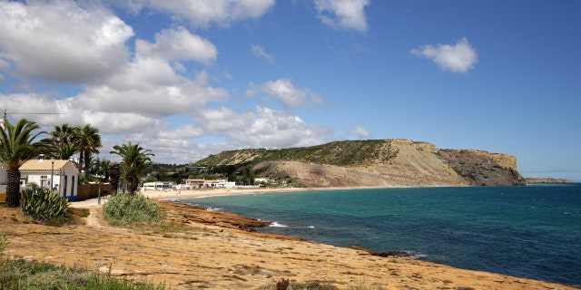 A view of the coastline in Praia da Luz, in Portugal's Algarve coast