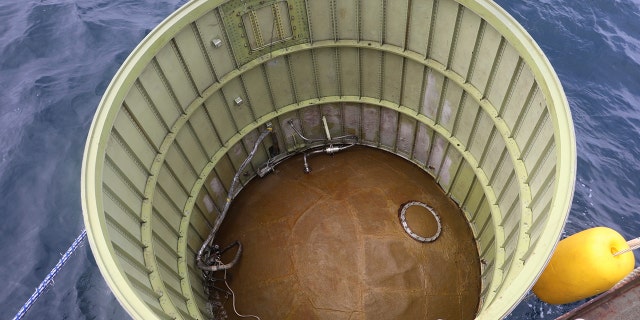 The inside of the metal cylinder