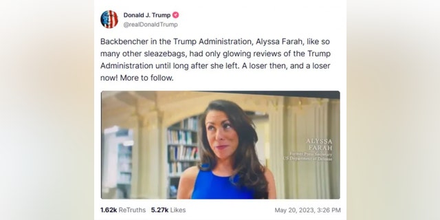 Screenshot of Trump's Truth social post about Farah Griffin