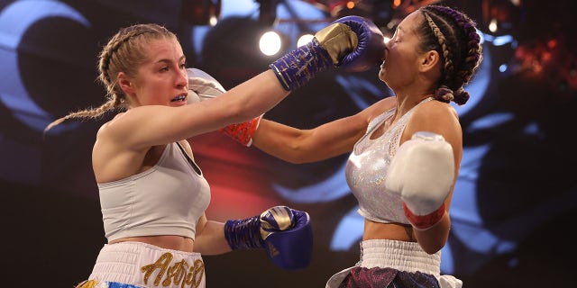 Astrid Wett throwing a punch