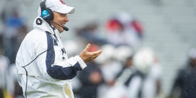 Hugh Freeze during a spring football game