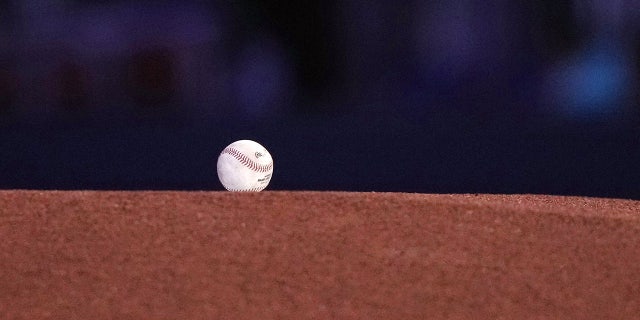 A baseball on the mound