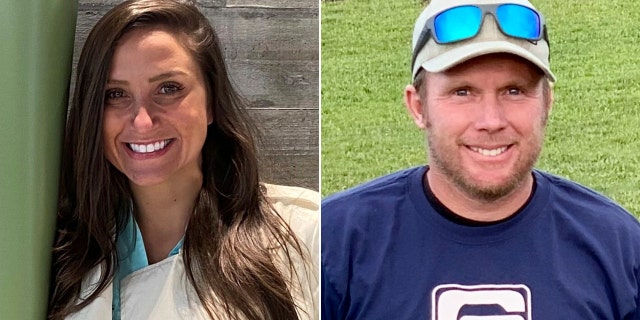 Split headshots of Kouri and Eric Richins