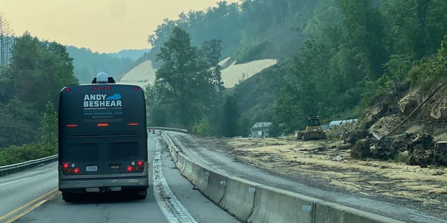 Campaign bus of Democratic Kentucky Gov.  andy beshear