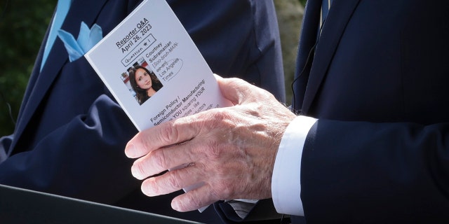Biden with notes